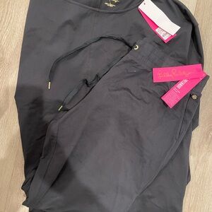 Lilly Pulitzer Lillabeth and Karissa Black Relaxed Drawstring Top and Jogger Set